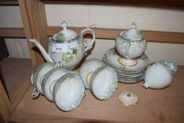 Quantity of early 20th Century green floral and gilt glazed tea wares
