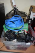 A marine radio together with a quantity of assorted cabling, plugs, chargers and sundry equipment