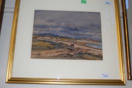 Alexander Fraser (Scottish, 1827-1899), coastline scene with sand dunes and figures, watercolour,
