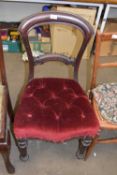 Mahogany dining chair with red button seat