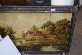 A pair of reproduction landscapes, framed