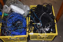 Two boxes of assorted cabling