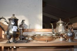 Mixed Lot: White metal wares to include three piece tea set, egg cruet and other items