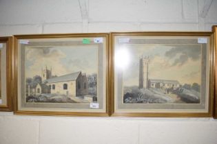 In the manner of John Sell Cotman (1782-1842), a pair of scenes depicting figures beside a church,