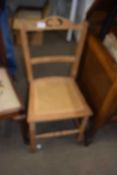 Pine dining chair with rattan seat