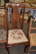 Mahogany dining chair with drop in needlework seat