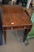 Mahogany drop leaf dining table with single drawer