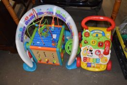 Toddlers toys to include a baby walker and others
