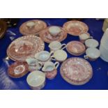 Quantity of red and white dinner wares to include Country Life designs and others