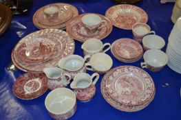 Quantity of red and white dinner wares to include Country Life designs and others