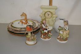Mixed Lot: Various assorted ornaments, mantel clock, decorated plates etc