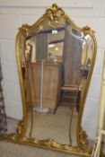 A reproduction gilt wood framed over mantel mirror (a/f)