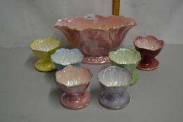 Maling lustre finish vase and six accompanying sundae dishes