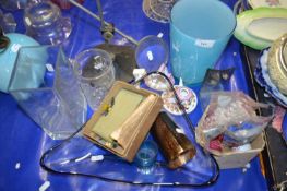 Mixed Lot: Table magnifier, Art Glass fruit bowl, various other glass ceramics, vintage greyhound