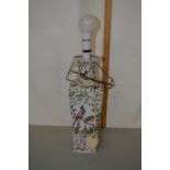 Floral decorated vase converted to a table lamp