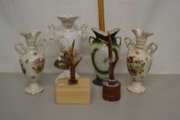 Mixed Lot: Various floral vases, mounted roe deer antlers etc