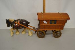 Model Romany caravan and accompanying horse