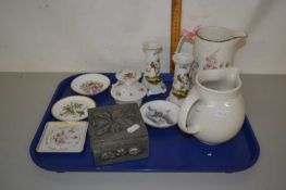 Mixed Lot: Various pin trays, dressing table items, jugs etc