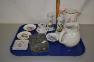 Mixed Lot: Various pin trays, dressing table items, jugs etc