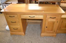 Modern oak twin pedestal office desk