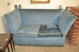 Vintage blue upholstered Knowle style drop end sofa