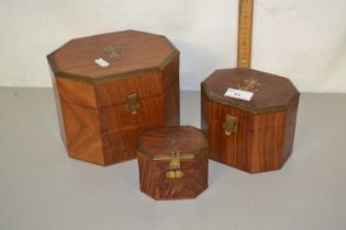 Group of three graduated hardwood boxes