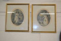 Pair of coloured prints, Victorian lady