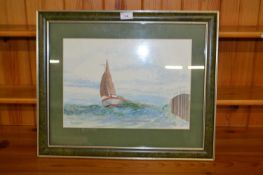 W Bristow Shrimp Boats Return, watercolour, framed and glazed