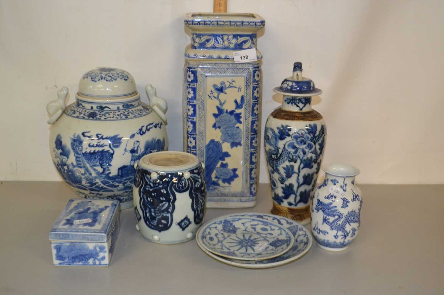 Mixed Lot: Reproduction Chinese and Oriental blue and white ceramics comprising vases, covered