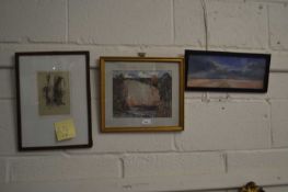 Mixed Lot: K S Brown study of a beach scene, further watercolour study signed Donley and a further