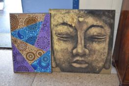A modern study of Buddha's head and a further abstract geometric study on canvas (2)