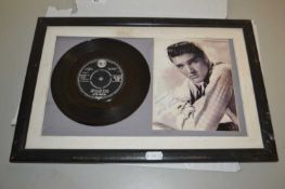 Elvis Presley, framed single His Latest Flame plus facsimile signed photograph