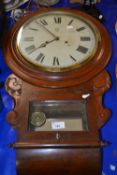 Late 19th or early 20th Century drop dial wall clock