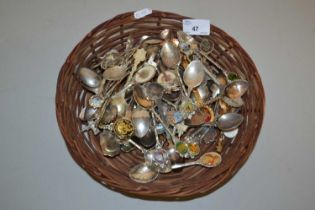 A basket of various collectors spoons