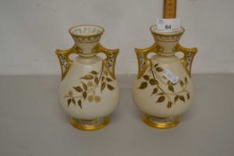 Pair of Royal Worcester gilt decorated vases (a/f)