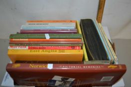 Box of assorted books, local interest together with an album of various assorted postcards and