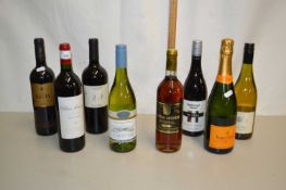 Eight various bottles of assorted wine and sparkling wine