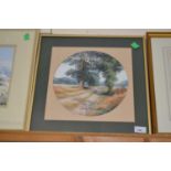 Liz Hubbard, The Weavers Way, needlework study, framed and glazed