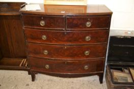19th Century mahogany bow front five drawer chest