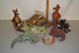 Collection of various pottery dragons