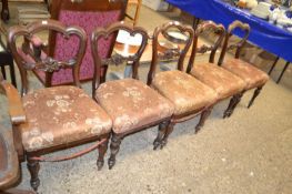 Set of five Victorian mahogany balloon back dining chairs