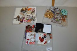 Three trays of various assorted costume jewellery