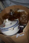 One box of various mixed ceramics and glass wares