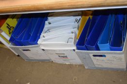 Three boxes of ring binders