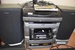 An Aiwa stereo system and speakers
