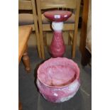 Pink and white glazed jardiniere stand