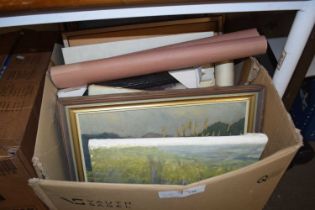 Box of assorted pictures and prints