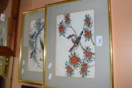 Two Chinese paintings on silk of birds