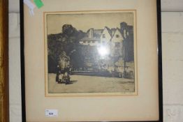 River scene, etching by Matthew Adam, framed and glazed