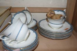 Quantity of Aynsley blue and gilt decorated tea wares